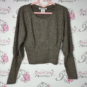 Lark+grey shirt long sleeve heathered black grey brown balloon sleeves puff